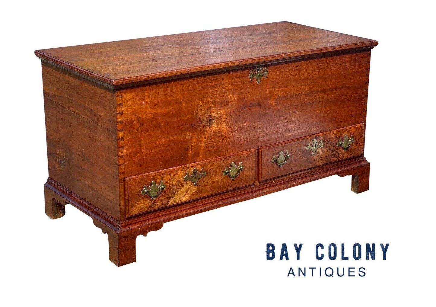 Late 18th Century Queen Anne Walnut Pennsylvania Blanket Chest With Two Drawers