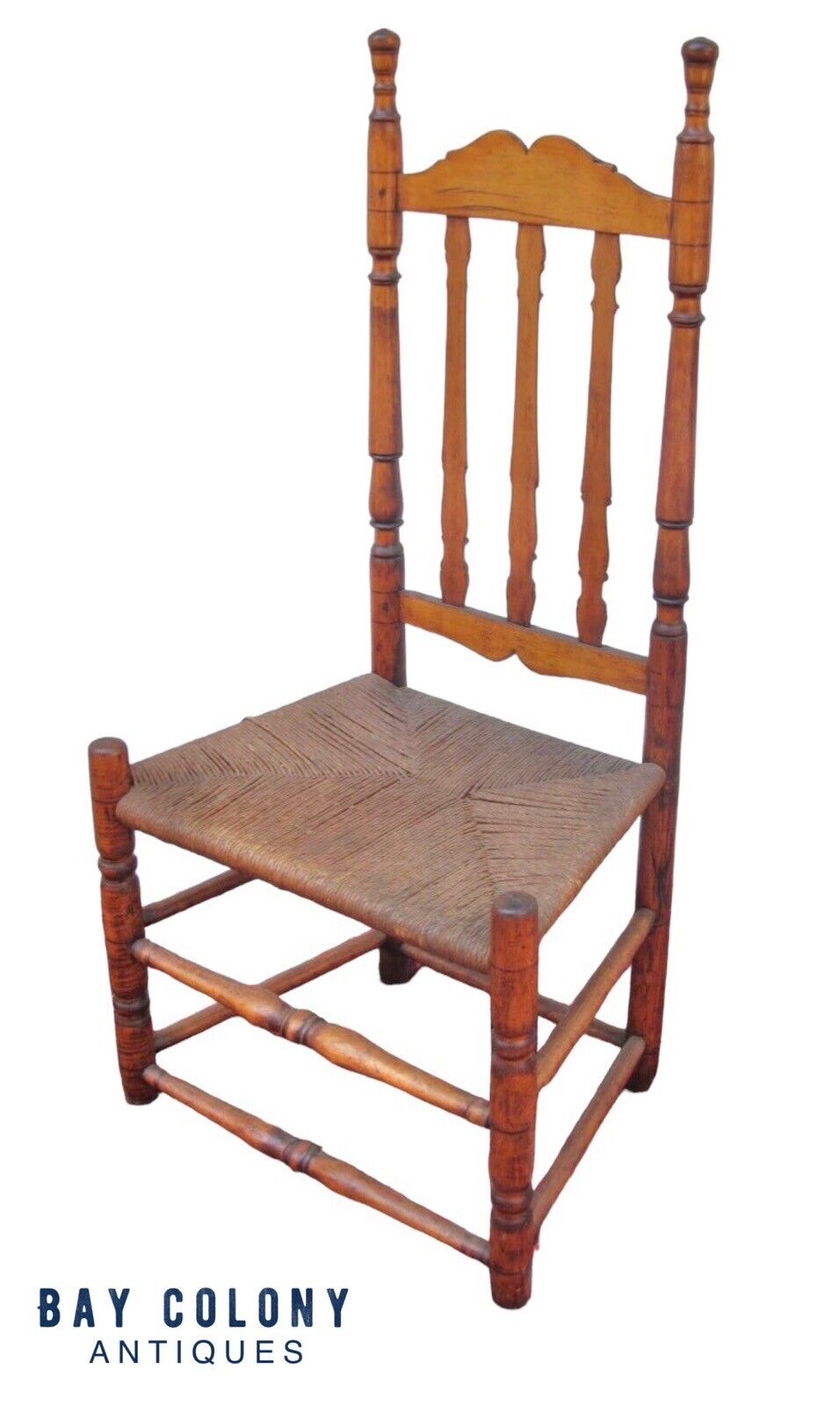 Early 18th Century William & Mary Period Triple Bannister Back Maple Side Chair