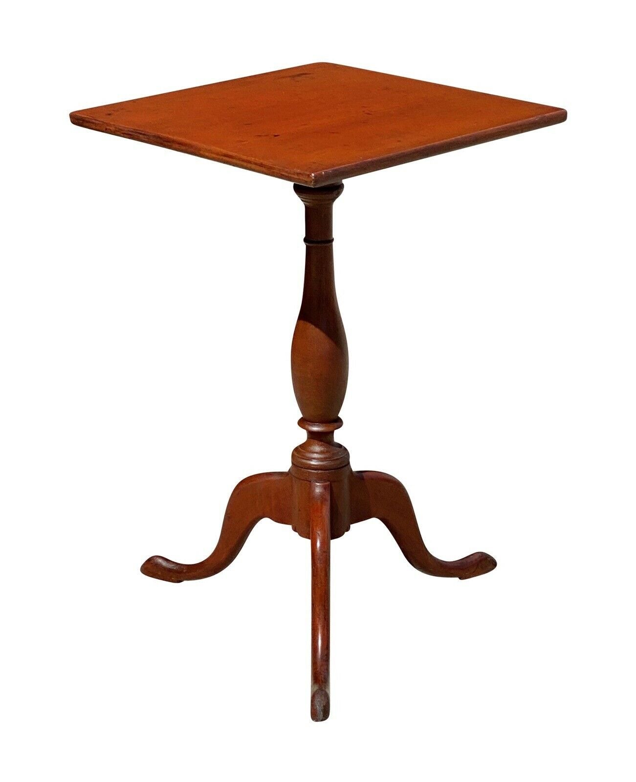 18th C Antique Queen Anne New England Country Cherry Candlestand / End Table
