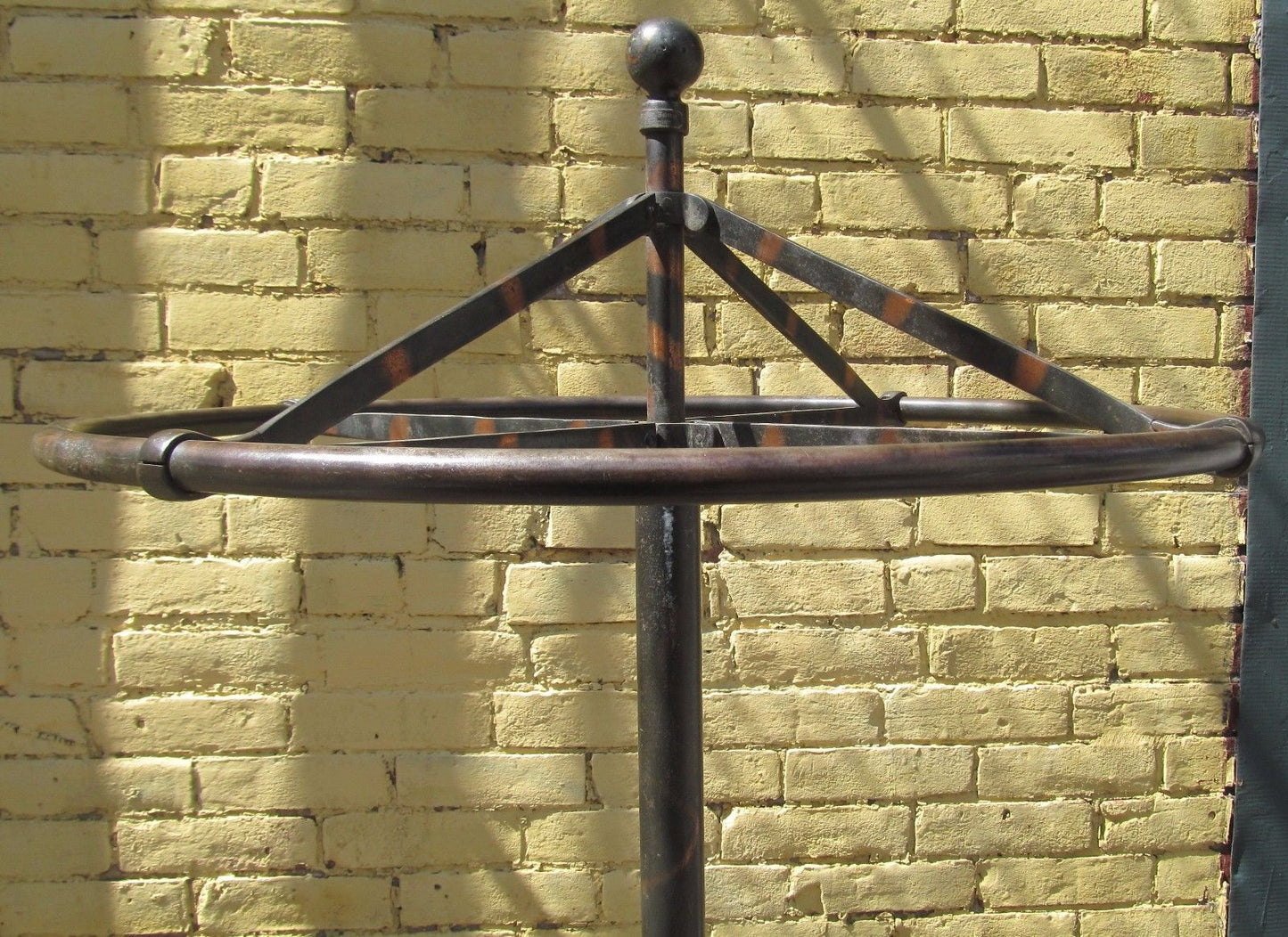 INDUSTRIAL MACHINE AGE CAST IRON REVOLVING COAT RACK W/PICKLED METAL DESIGNS 75"
