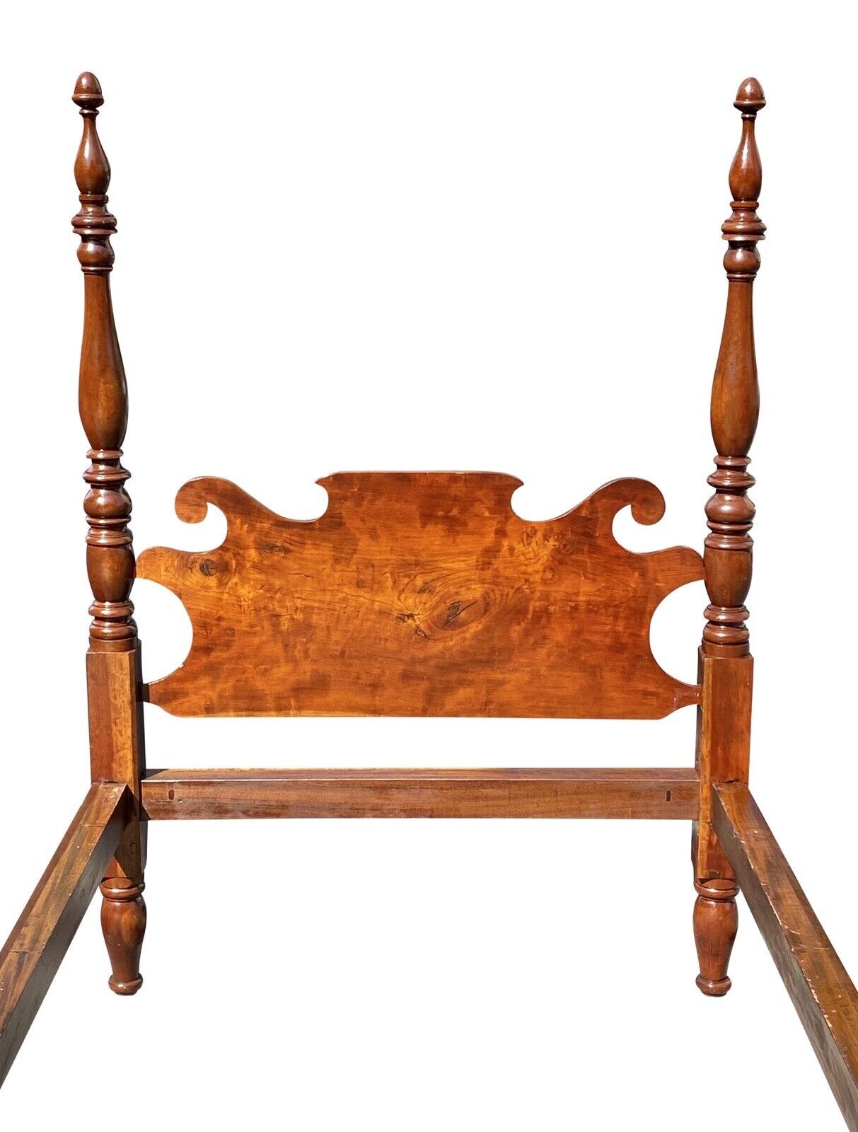 Late 18th Century Federal Antique Sheraton Cherry Four Poster Bed With Acorn Top