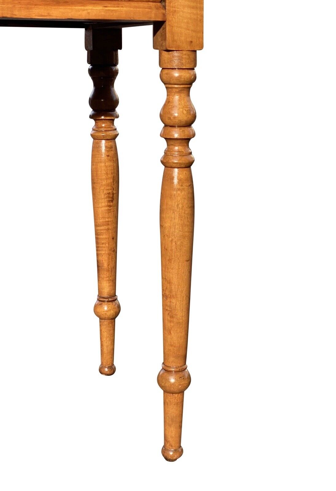 19th C Antique New England Sheraton Tiger Maple Single Drawer Stand / End Table