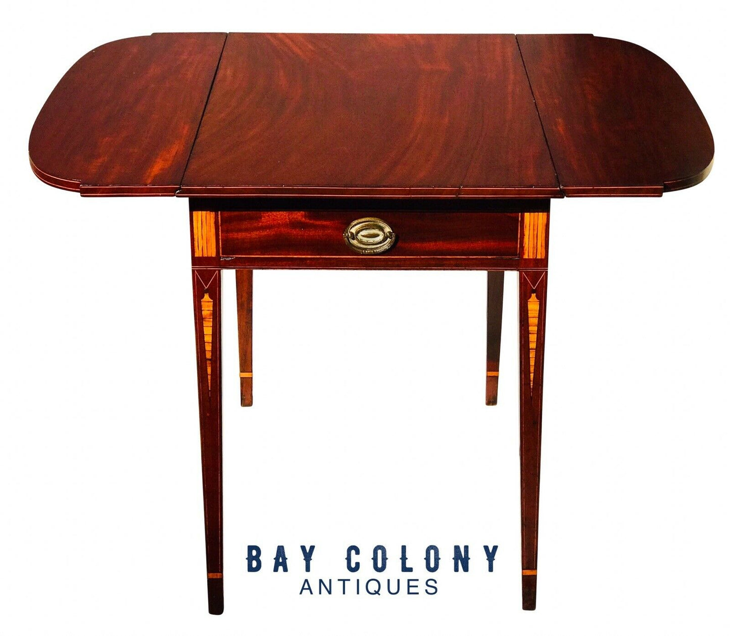 19TH C ANTIQUE PELATIAH BLISS MAHOGANY HEPPLEWHITE DROP LEAF PEMBROKE TABLE