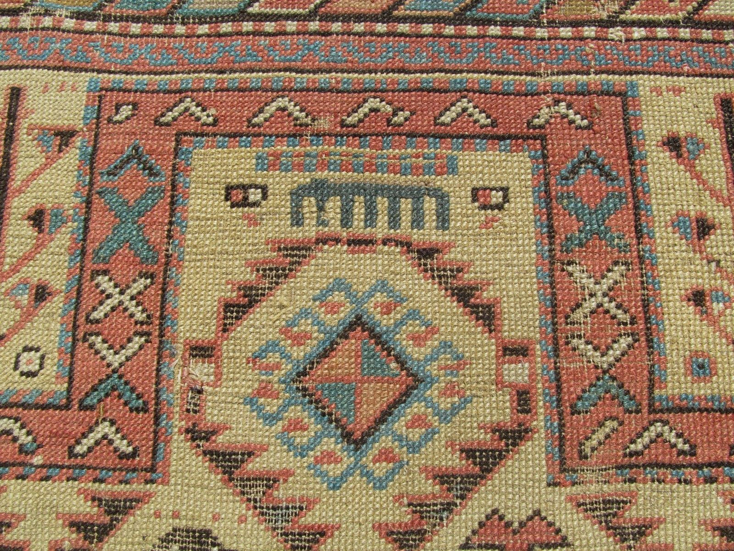 LATE 19TH / EARLY 20TH CENTURY ANTIQUE CAUCASIAN ESTATE CARPET 5'4" X 2'5"