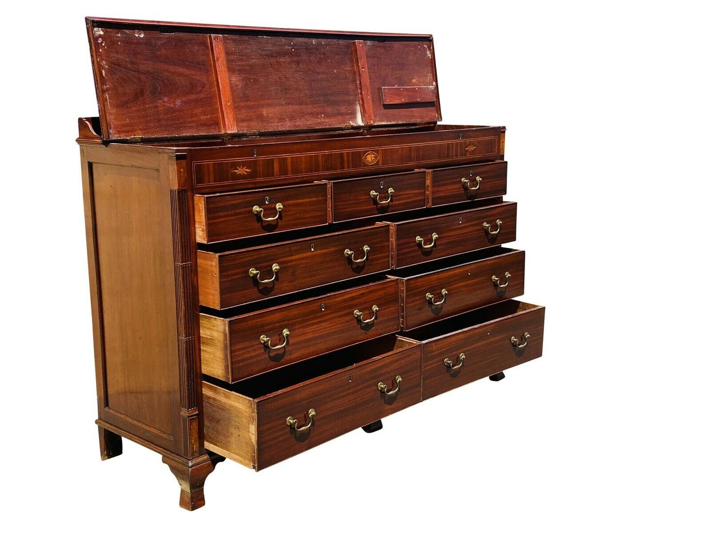 18TH C ANTIQUE FEDERAL PERIOD INLAID MAHOGANY SIDEBOARD / SERVER