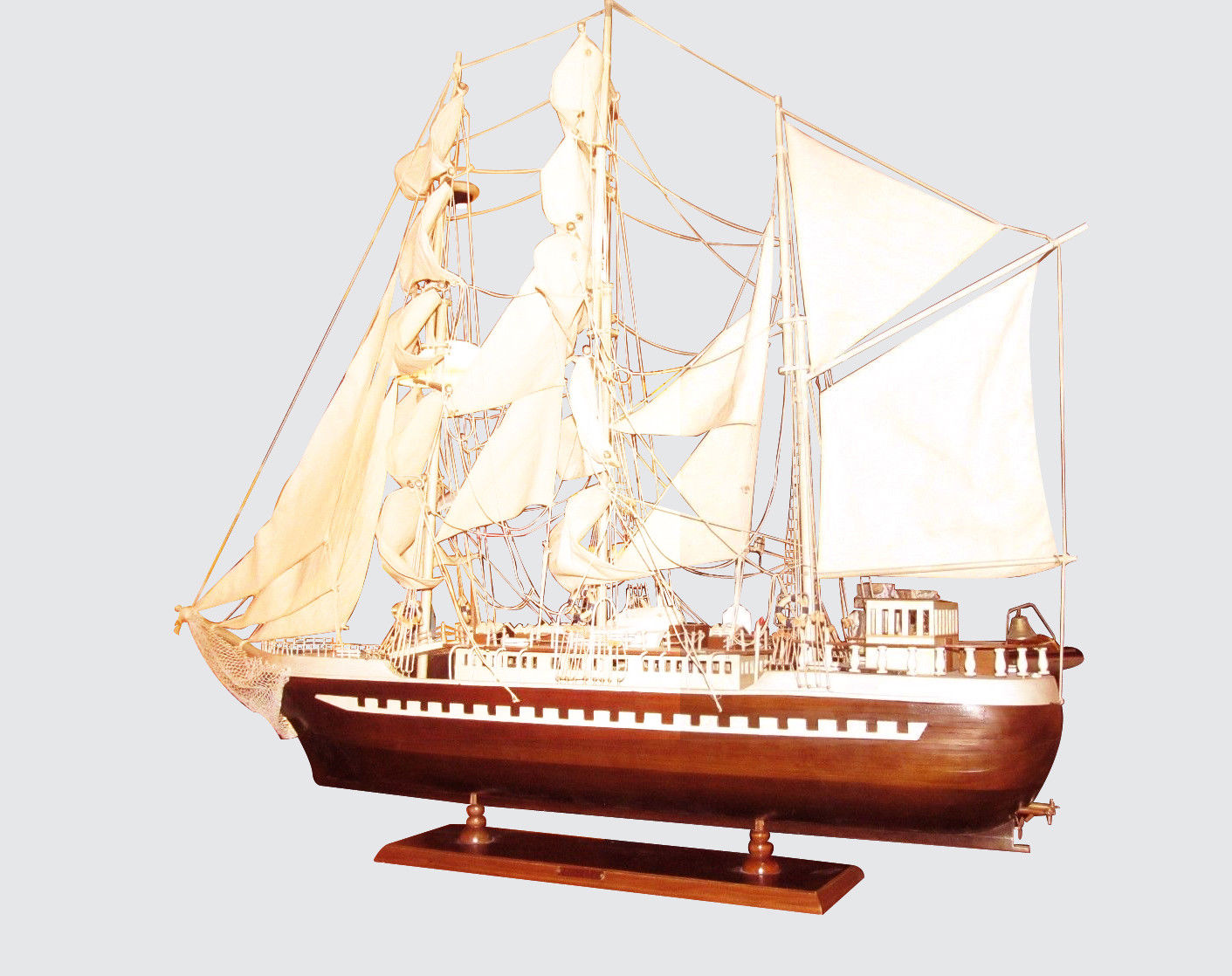 MASSIVE 57" LONG RIGGED TRIPLE MASTED SAILING SHIP MODEL
