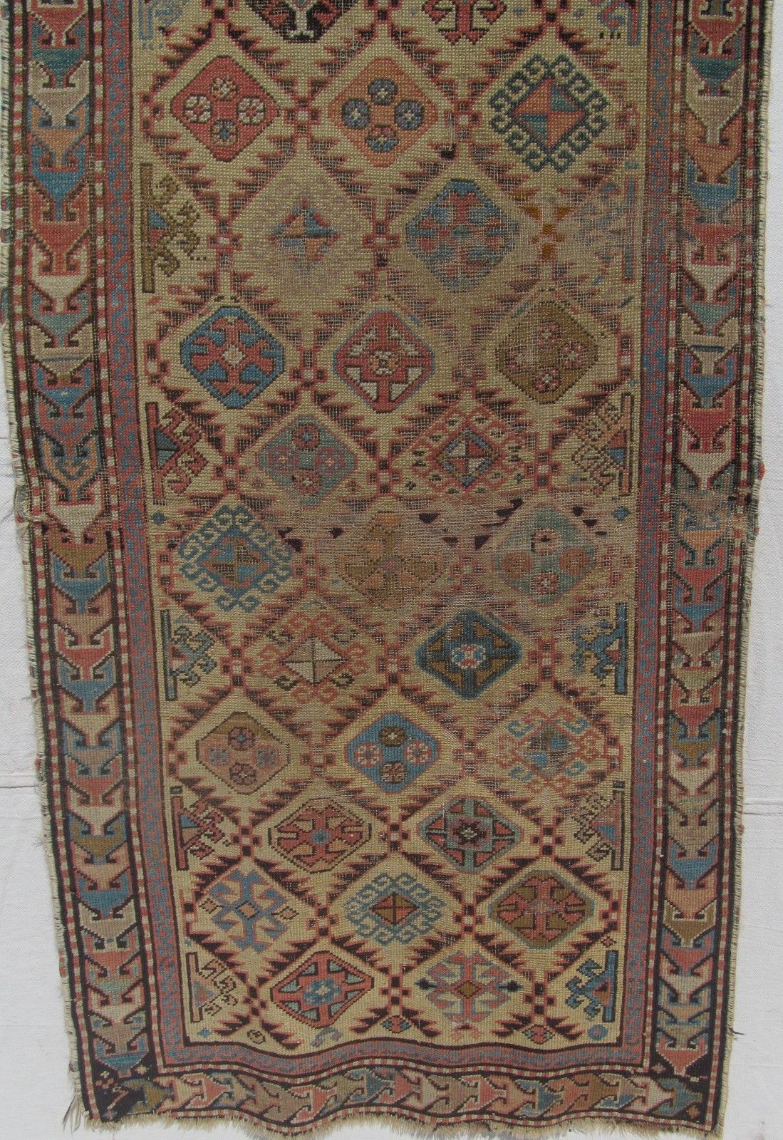LATE 19TH / EARLY 20TH CENTURY ANTIQUE CAUCASIAN ESTATE CARPET 5'4" X 2'5"