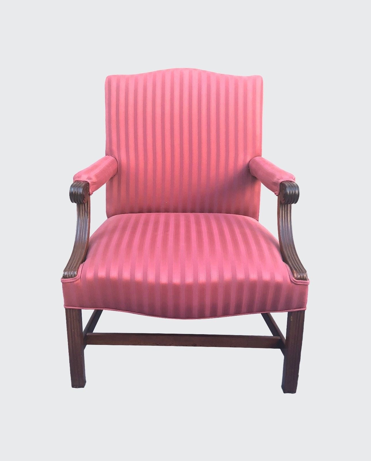 18TH CENTURY CHIPPENDALE MAHOGANY LOLLING CHAIR IN FABULOUS UPHOLSTERY