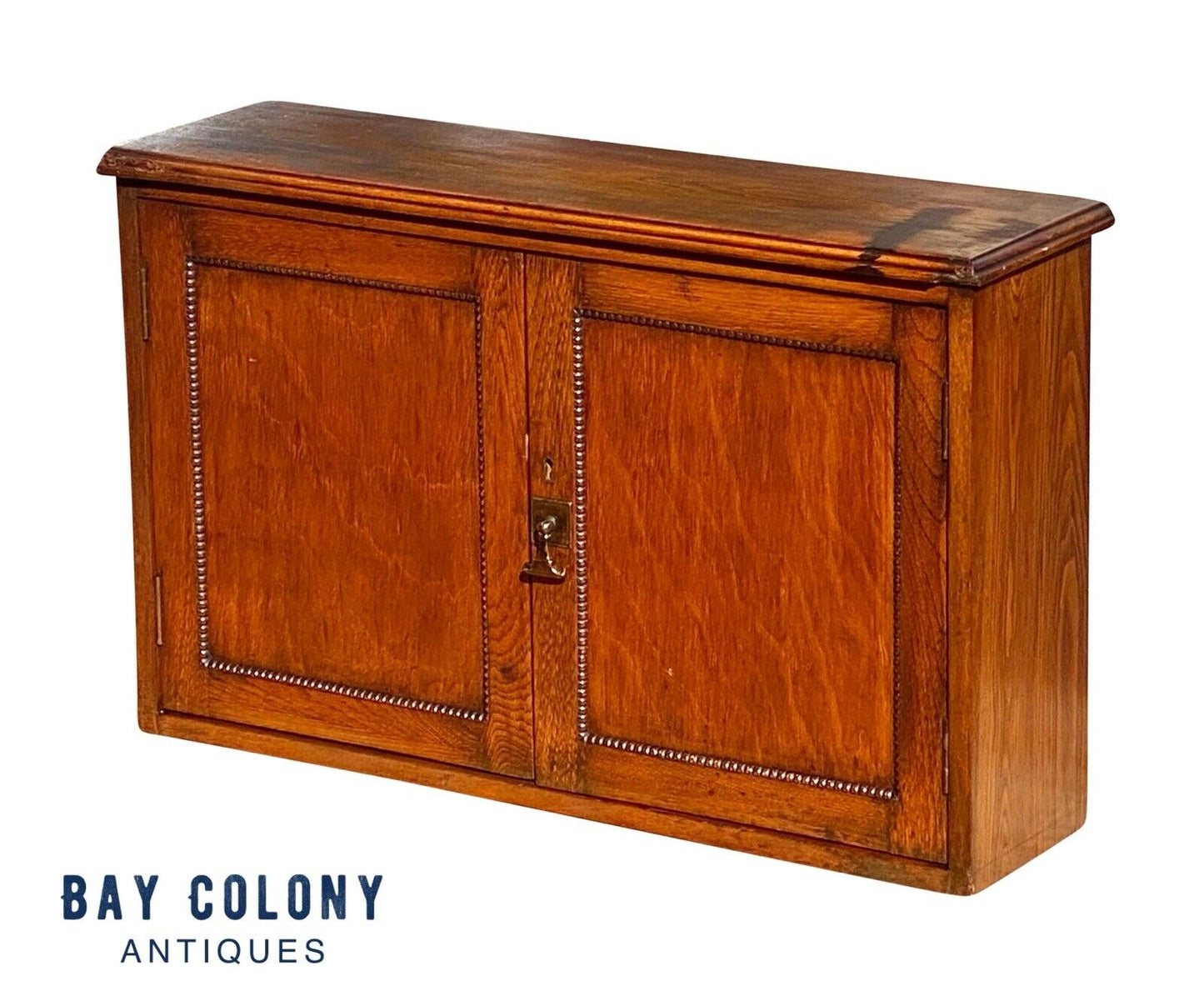 19th C Antique Victorian Oak Hanging Wall Cabinet / Cupboard
