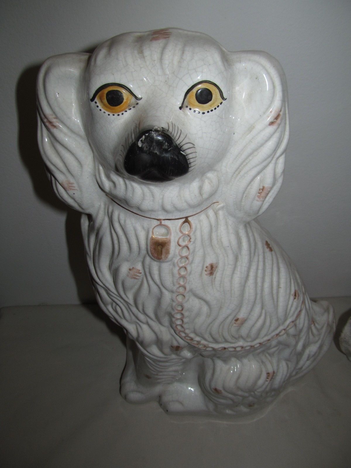 PAIR OF RARE 15 1/2" STAFFORDSHIRE SPANIELS