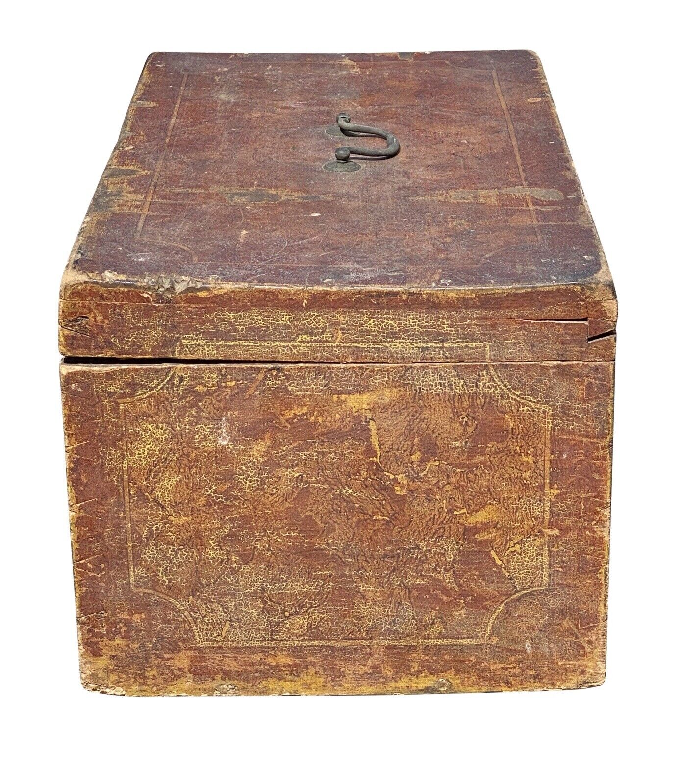 Antique Painted Document Box - Faux Tortoise Shell Decoration
