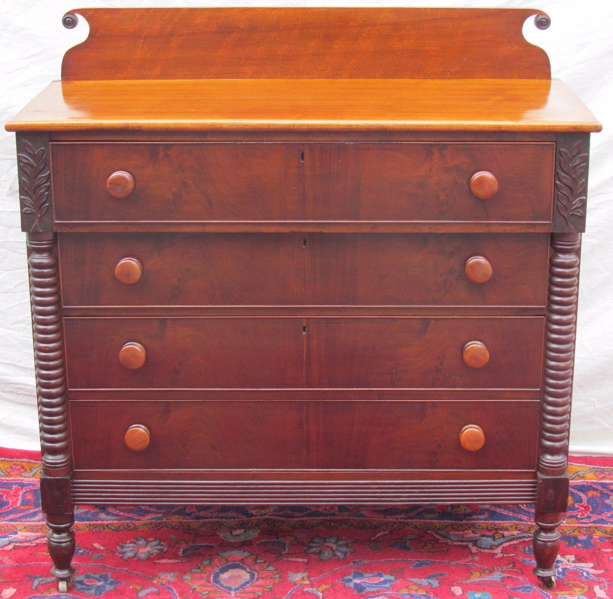 CIRCA 1815'S PORTSMOUTH NH FLAME BIRCH & MAHOGANY DRESSERSCHOOL OF S