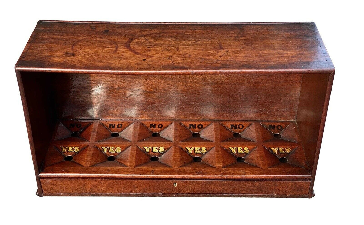 19th C Antique Victorian Mahogany Ballot Box ~ Freemason / Oddfellows