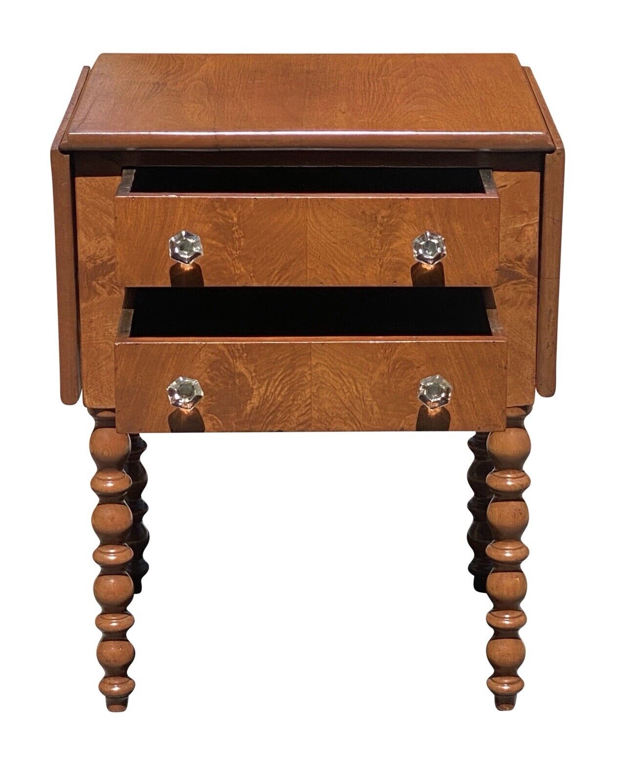 19th C Antique Virginia Walnut Federal 2 Drawer Worktable / Nightstand