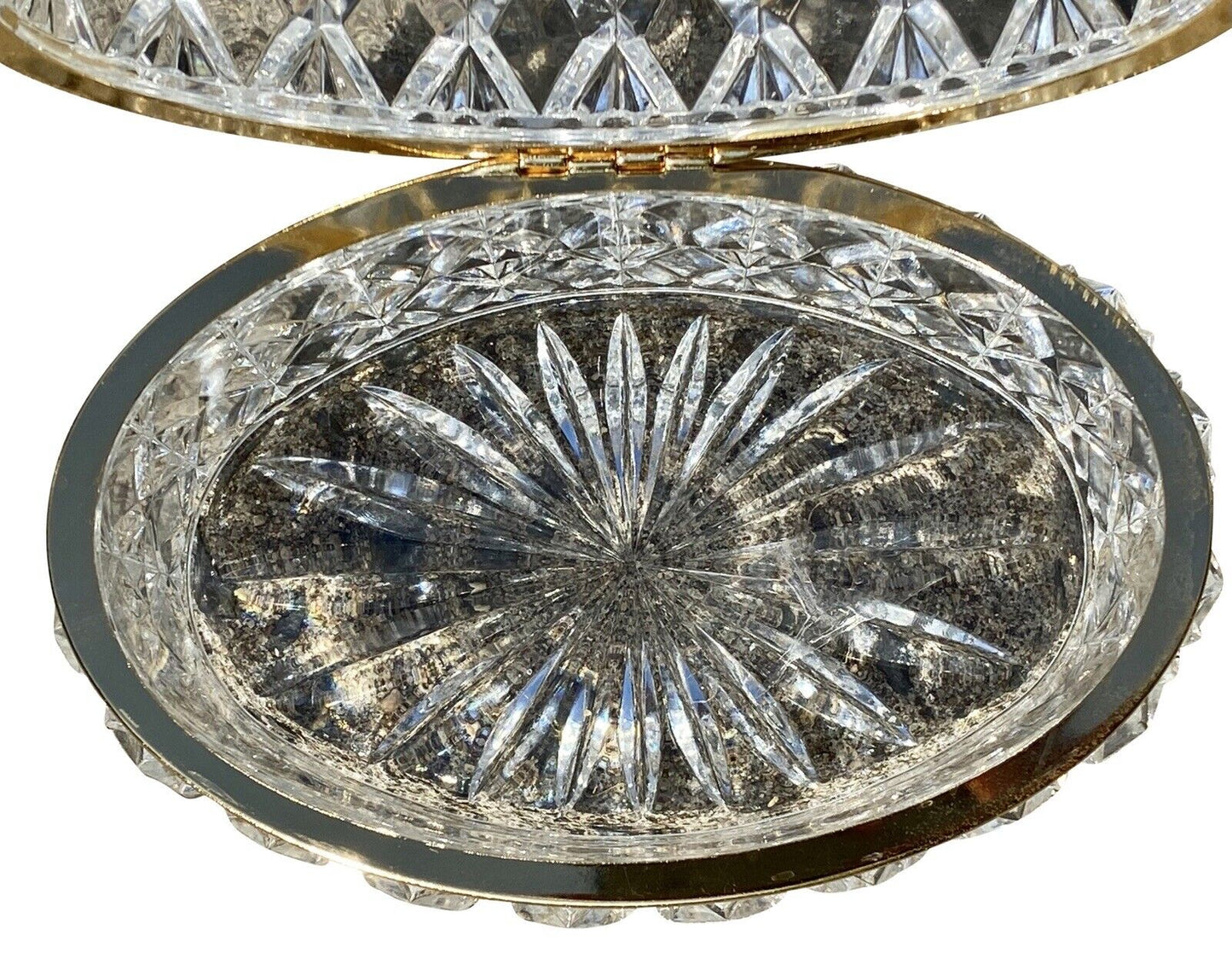 19th C Antique French Faceted Cut Crystal Jewelry Box
