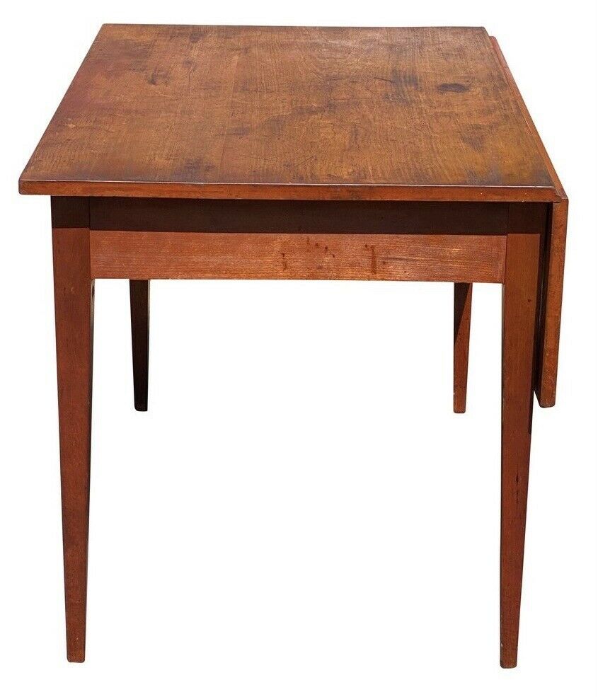 19TH C ANTIQUE FEDERAL PERIOD CHERRY HEPPLEWHITE DROP LEAF BAKERS TABLE