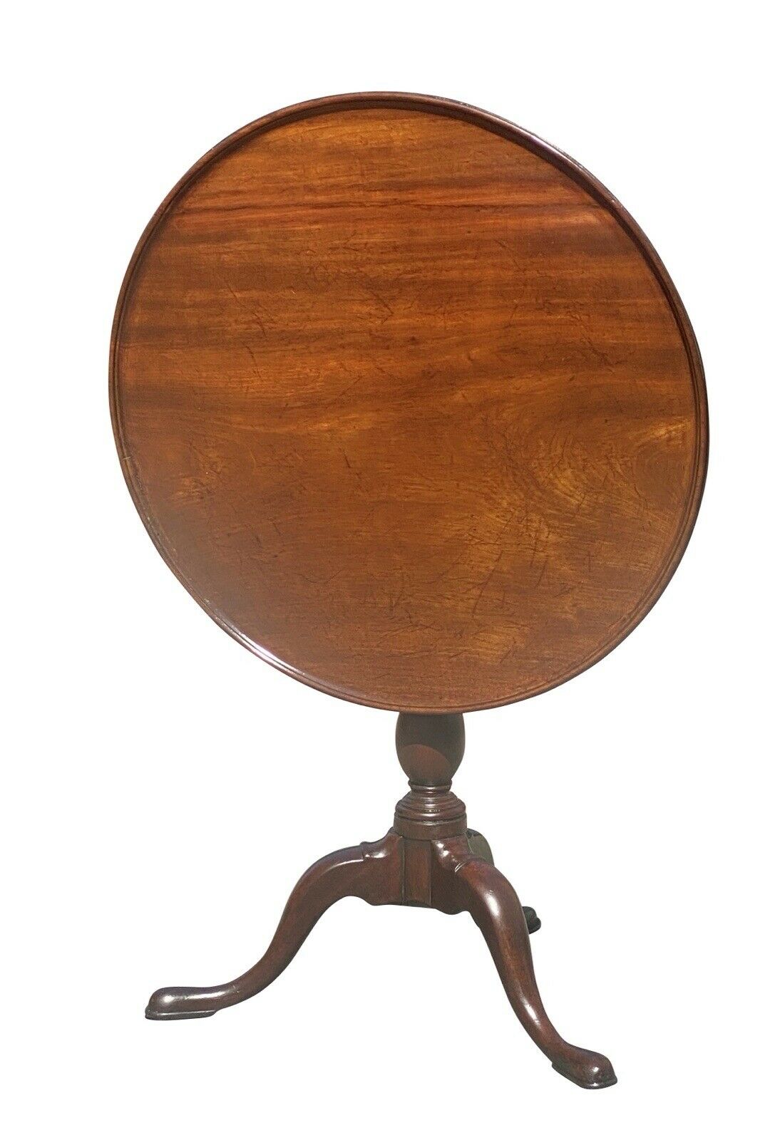 19th C Antique Queen Anne Style Mahogany Dish Top Tea Table - Philadelphia