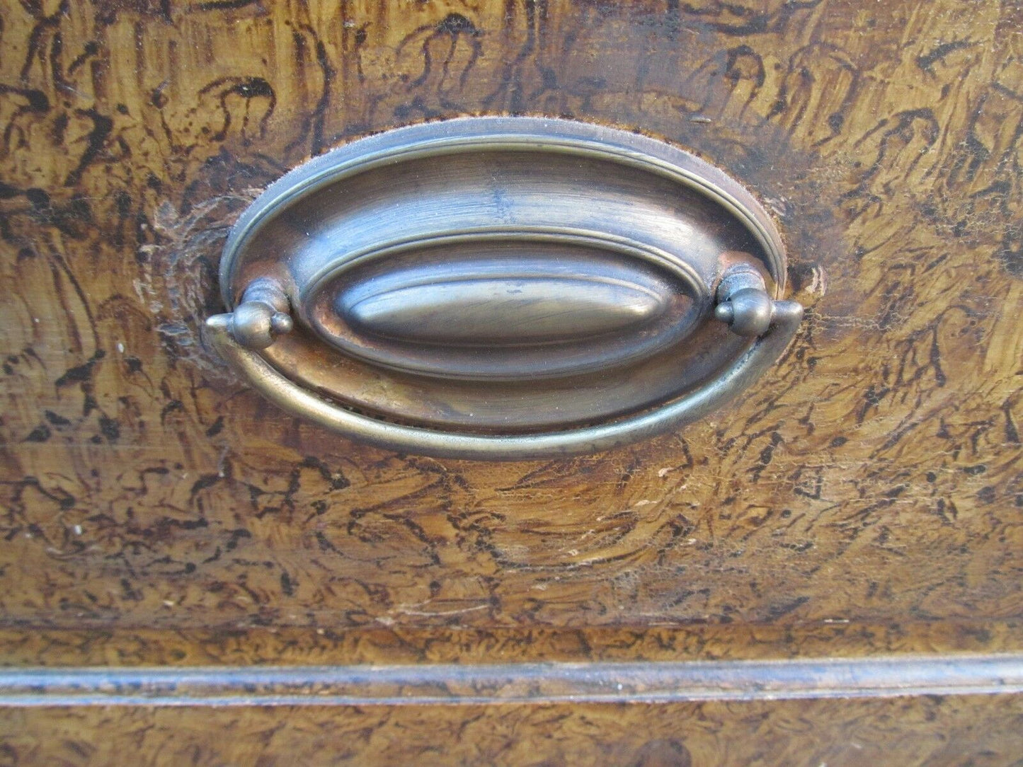 18TH C HEPPLEWHITE NEW ENGLAND SPONGE GRAIN PAINTED ANTIQUE BLANKET BOX / CHEST
