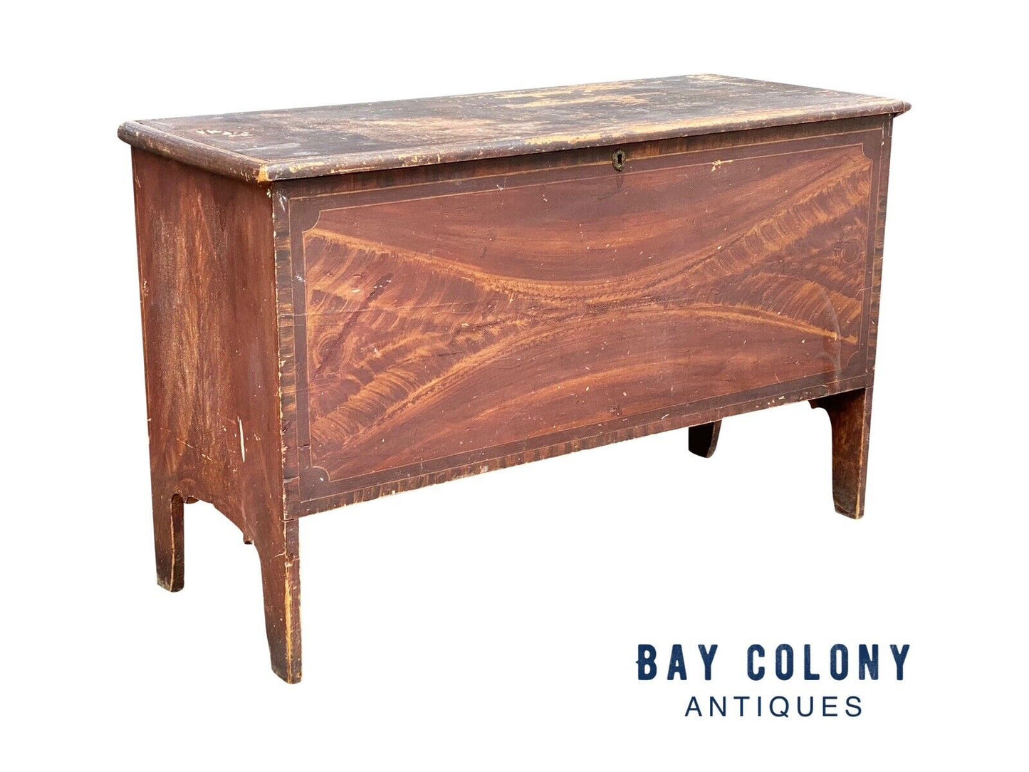 Early American Hepplewhite Faux Mahogany & Rosewood Grain Painted Blanket Chest