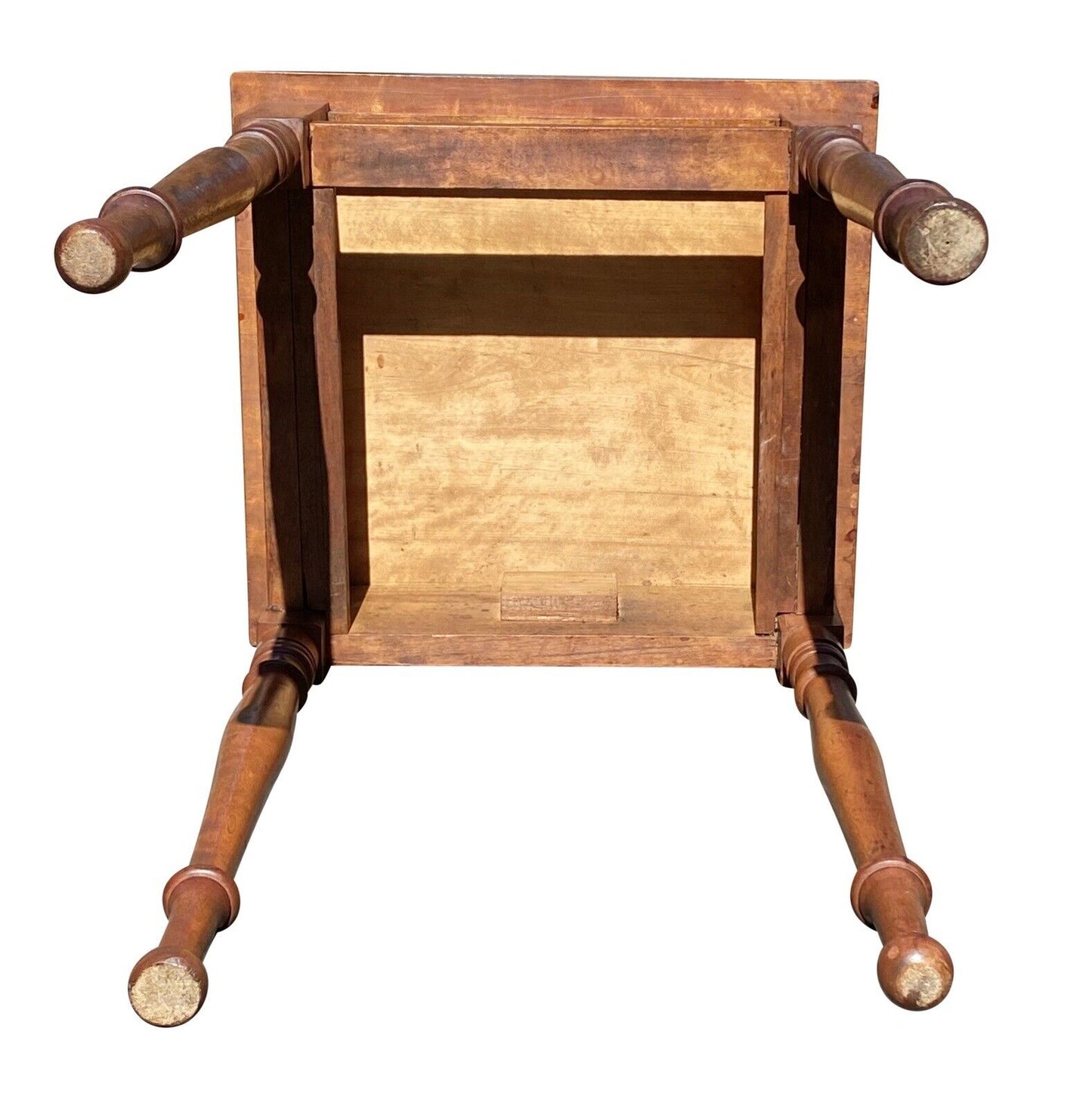 19th C Antique Sheraton New Hampshire Flame Birch Worktable / Nightstand