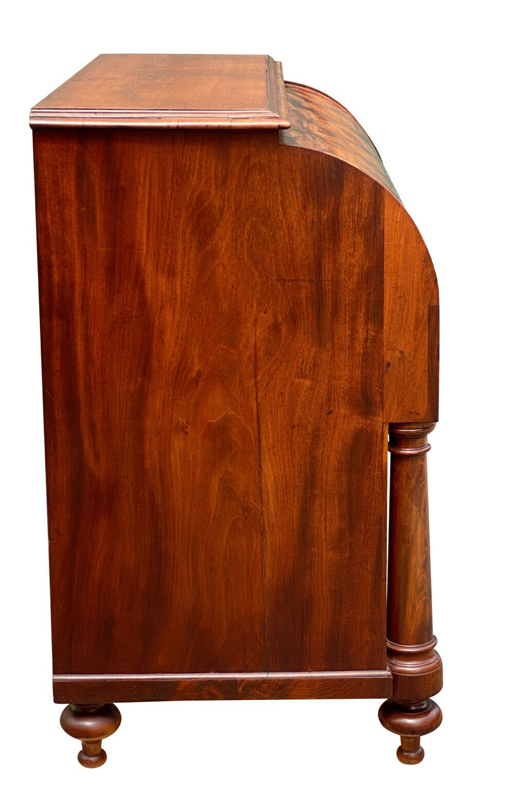 19TH C ANTIQUE FEDERAL PERIOD CLASSICAL MAHOGANY CYLINDER ROLL DESK