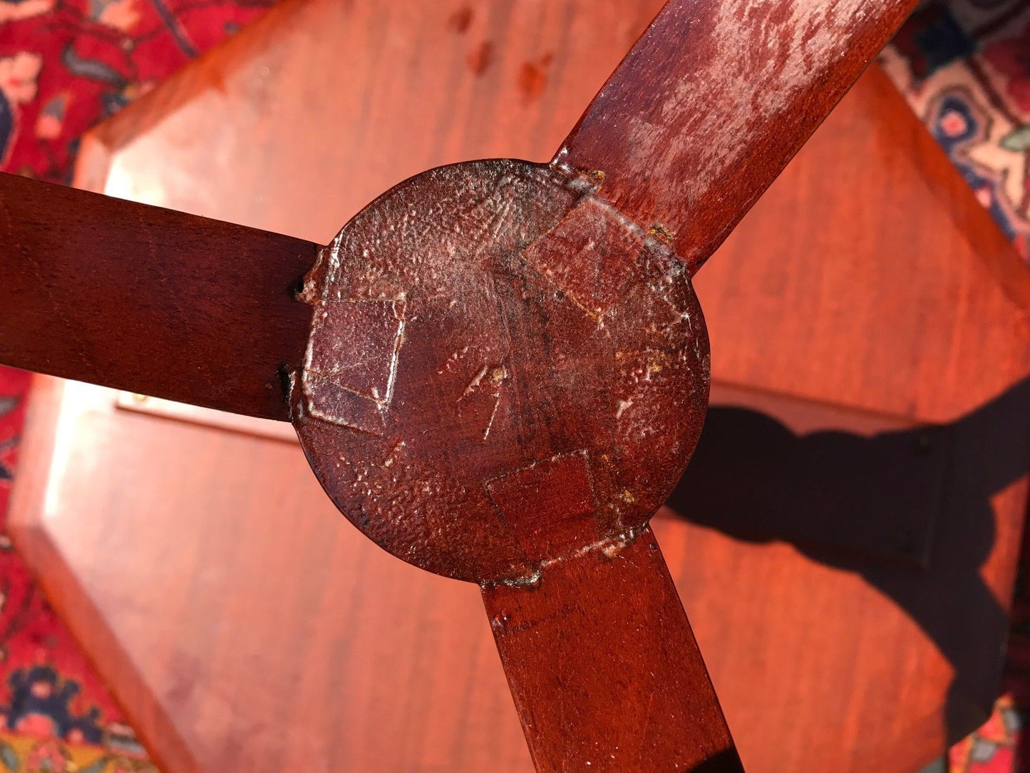 FEDERAL STYLE INLAID MAHOGANY TWO TIER SPADE LEG TABLE BY NATHAN MARGOLIS