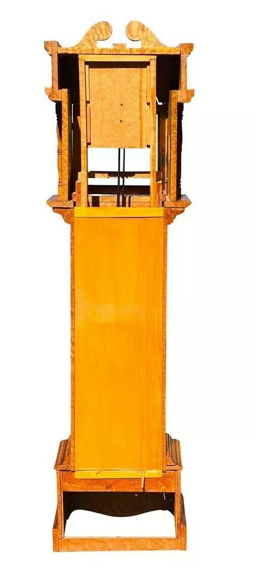 20TH C CHIPPENDALE ANTIQUE STYLE BIRDS EYE MAPLE TALL CASE GRANDFATHER CLOCK