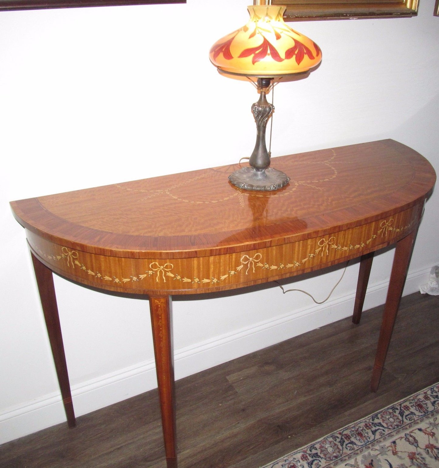 EXQUISITELY INLAID SATINWOOD ADAM'S STYLED GEORGIAN CONSOLE TABLE BY HERITAGE