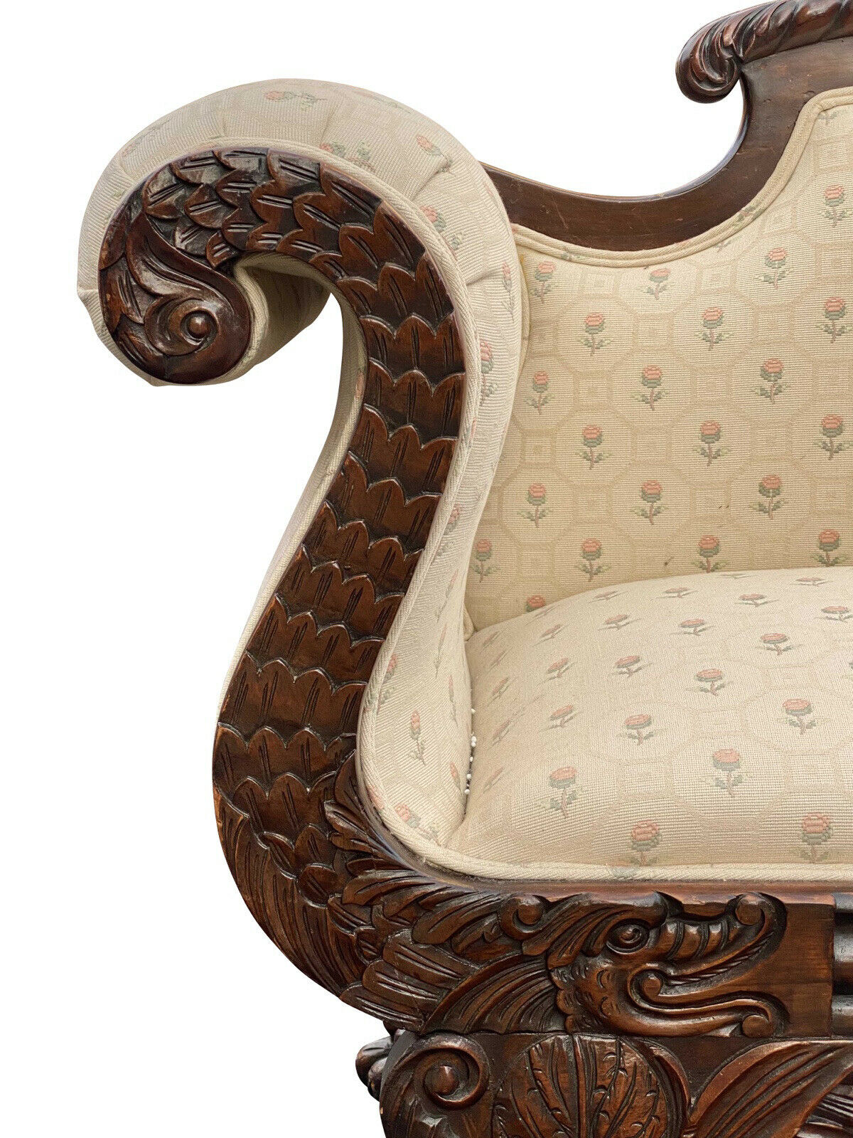 19th C Antique Victorian Mahogany Neo-classical Style Settee / Sofa