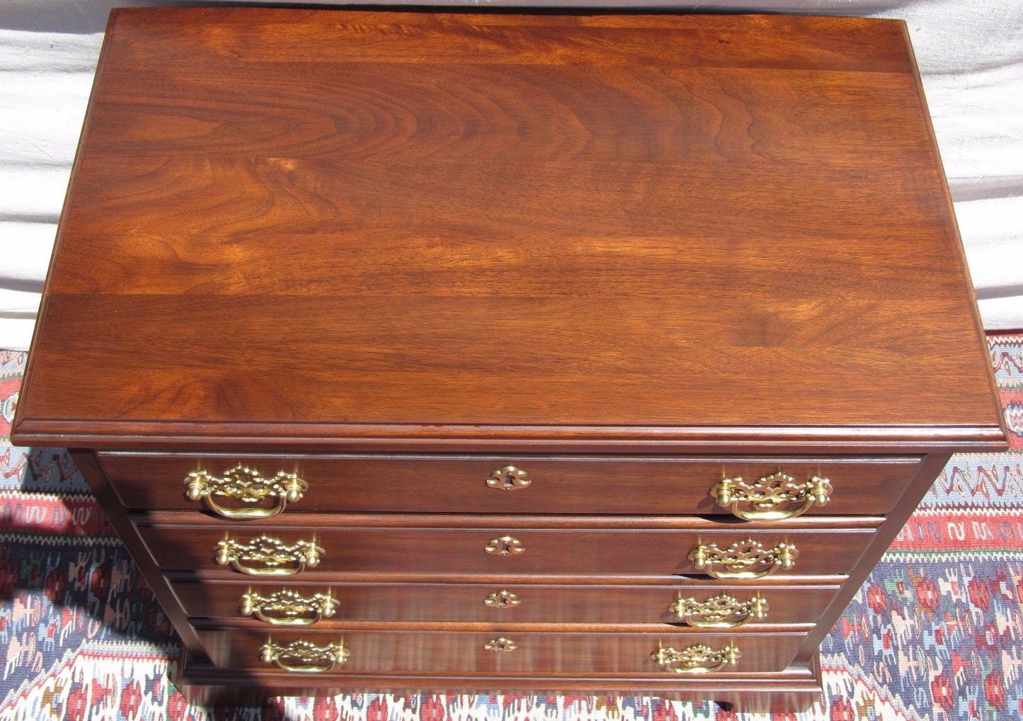 EXCELLENT HENKEL & HARRIS VIRGINIA GALLERIES SILVER MINI CHEST-BLACK WALNUT