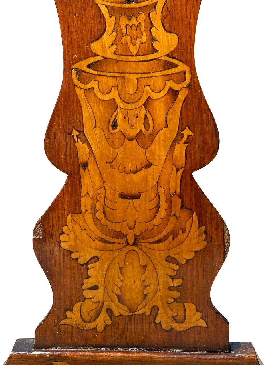 18TH C ANTIQUE DUTCH MARQUETRY INLAID WALNUT CHAIR ~ NORTH WIND FACE & MERMAID