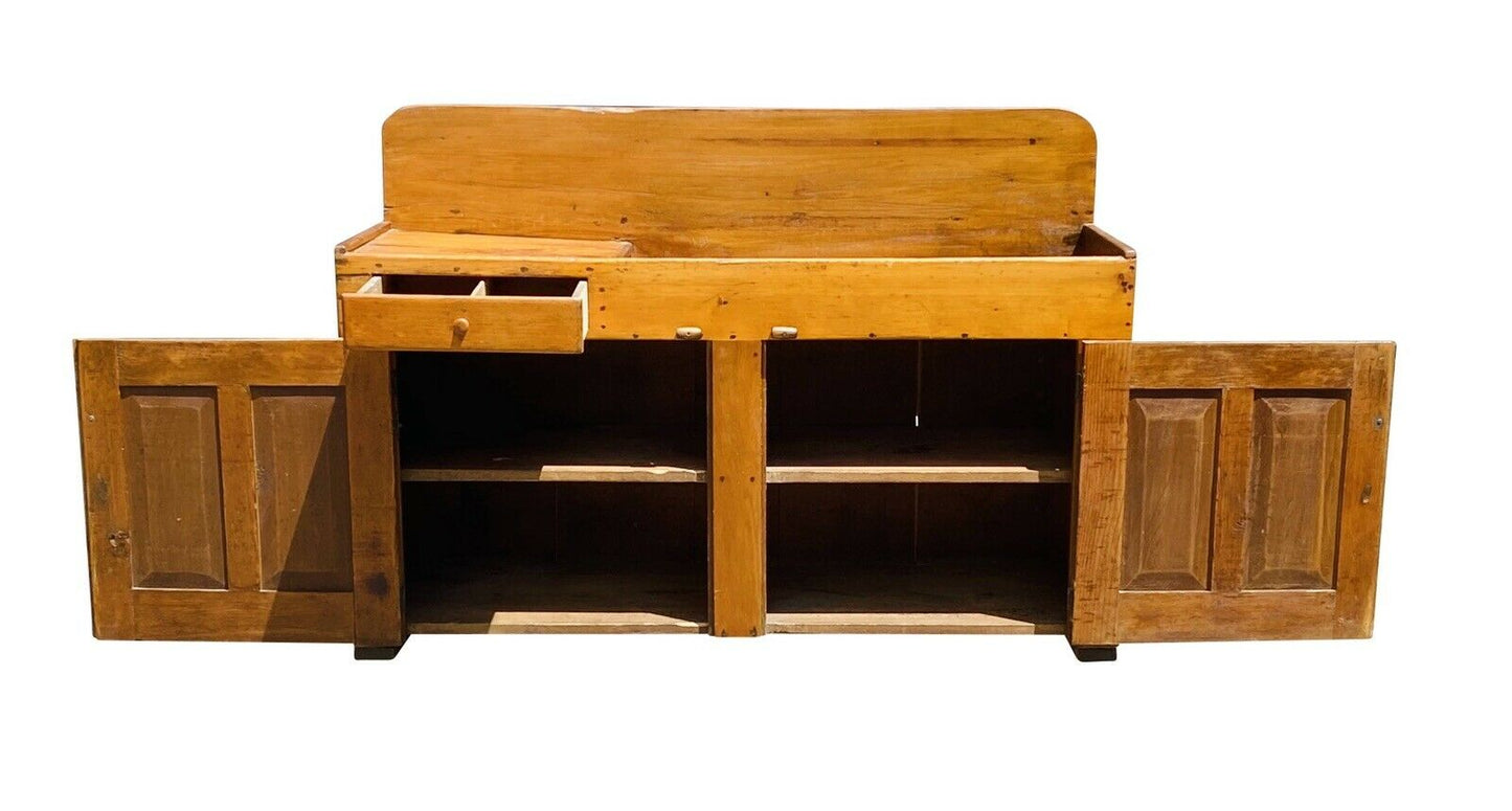 19TH C ANTIQUE COUNTRY PRIMITIVE PUMPKIN PINE DRY SINK ~ SIDEBOARD / SERVER