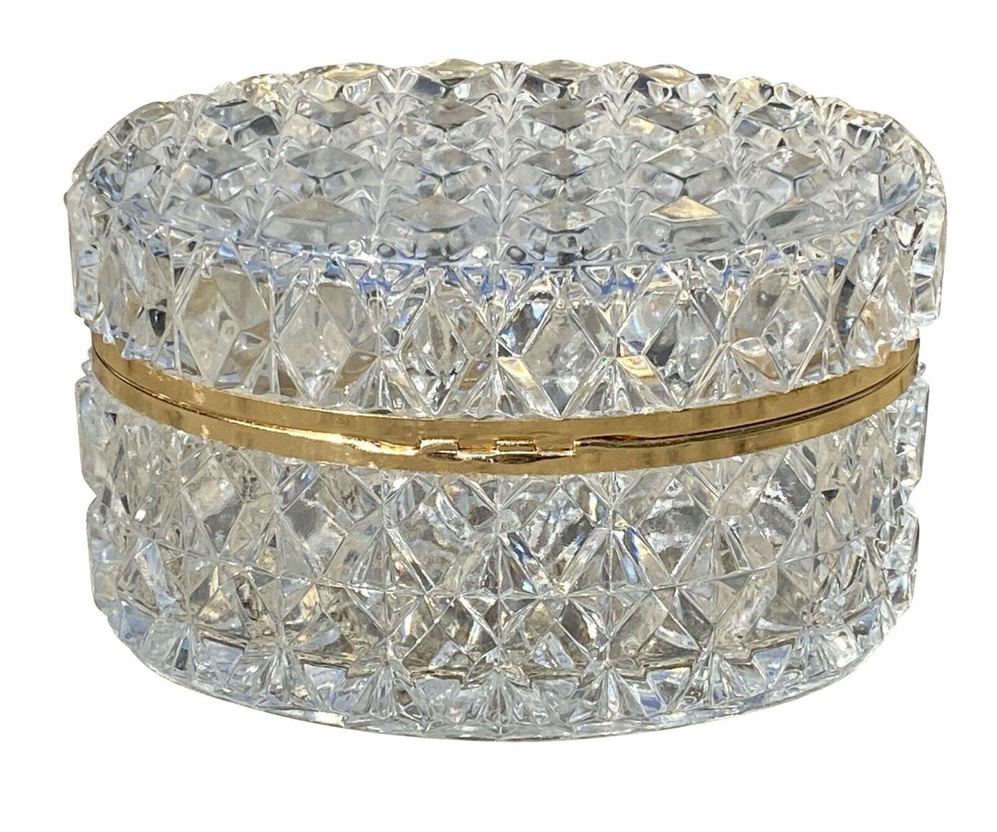 19th C Antique French Faceted Cut Crystal Jewelry Box