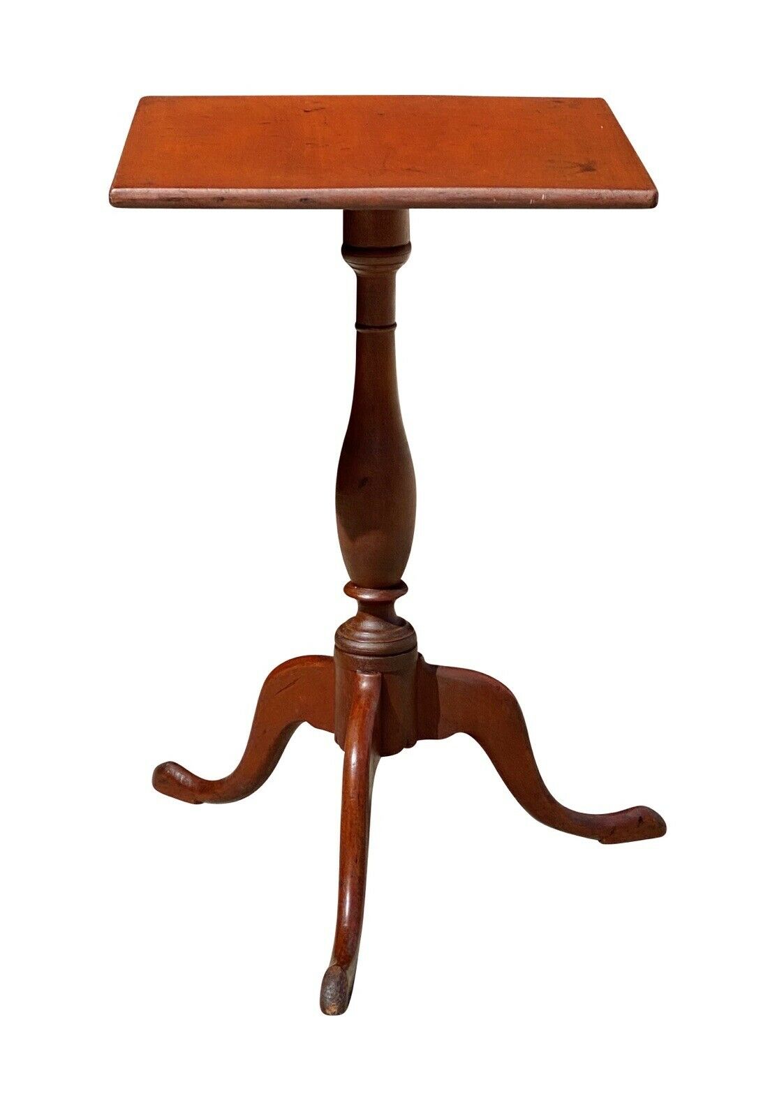18th C Antique Queen Anne New England Country Cherry Candlestand / End Table