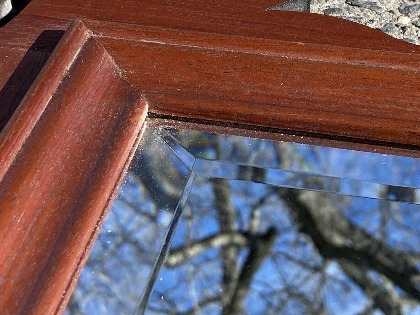 Vintage Mahogany Mirror with Double Beveled Glass - Chippendale Style