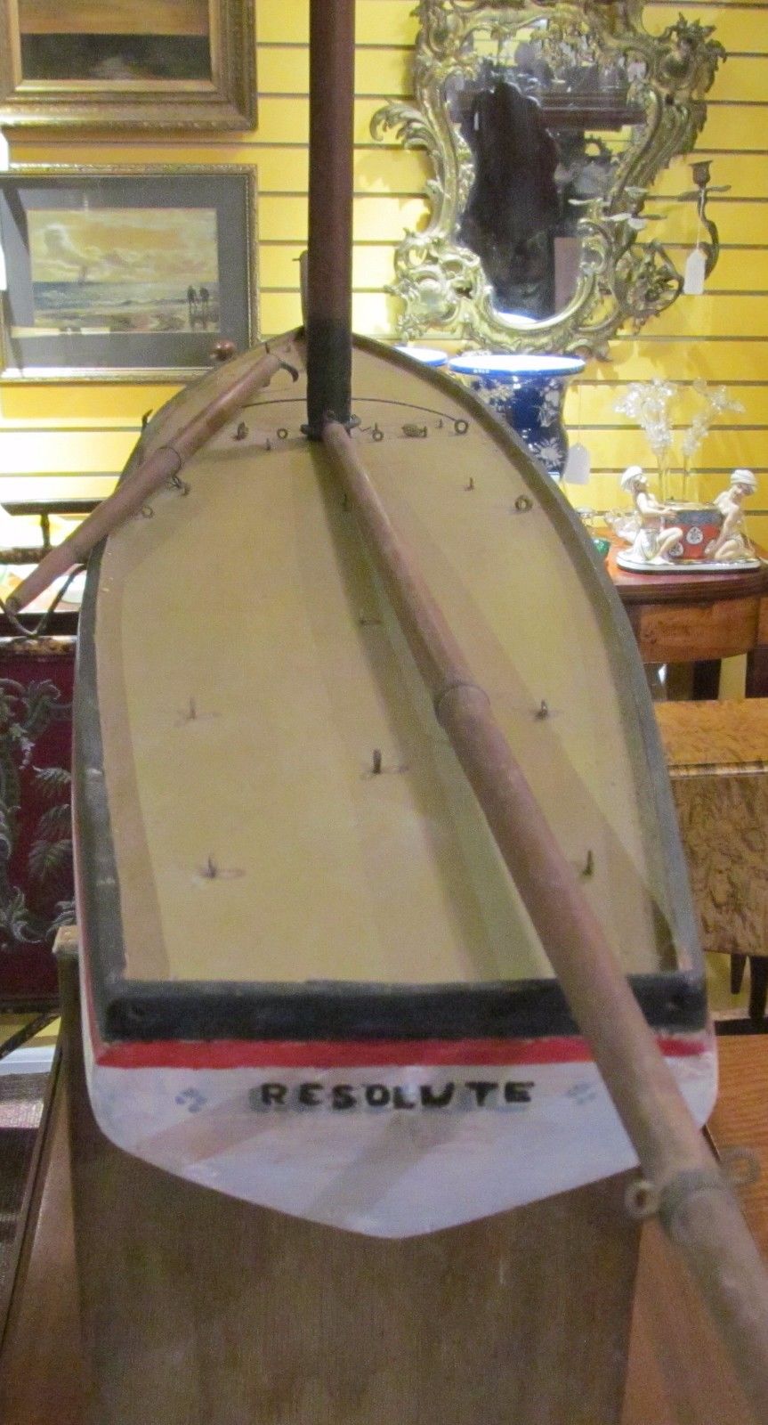 MONUMENTAL 53" ANTIQUE POND BOAT WITH COPPER KEEL & CRADLE