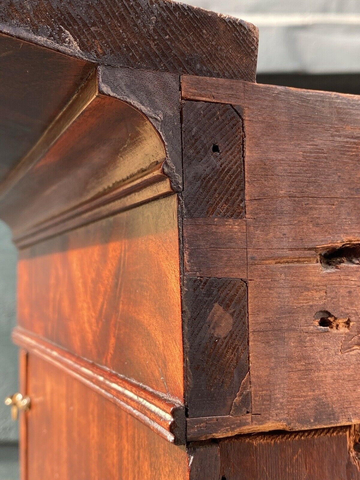 19th C Antique Salem Ma Mahogany Maritime Campaign Bookcase / Cabinet ~ Nautical