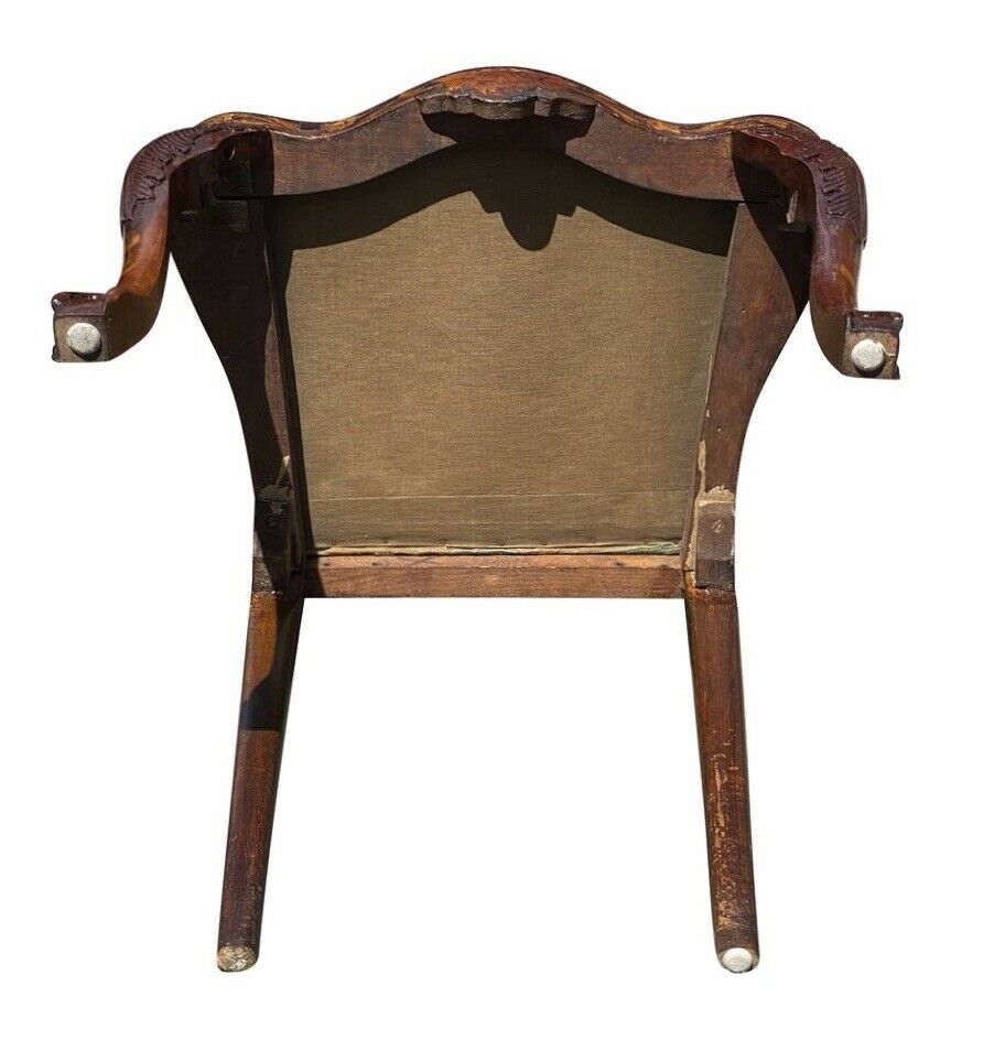 18TH C ANTIQUE DUTCH MARQUETRY INLAID WALNUT CHAIR ~ NORTH WIND FACE & MERMAID