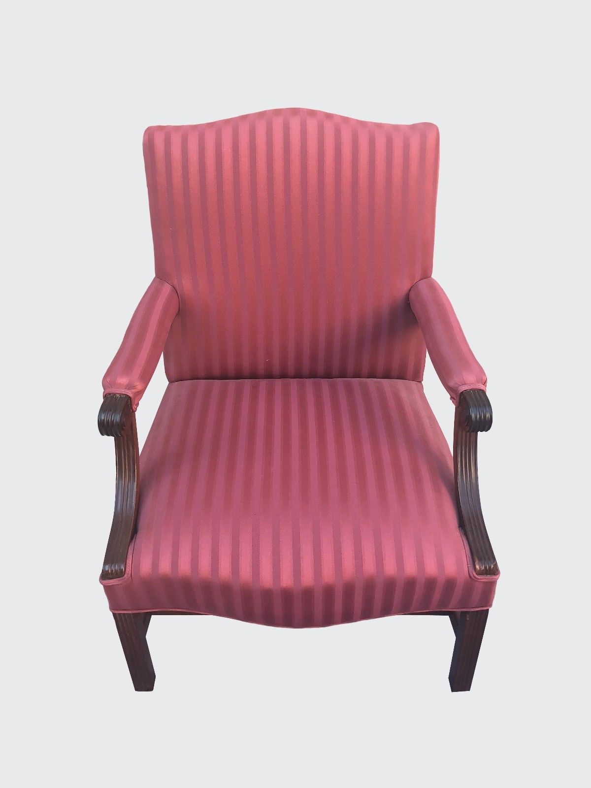 18TH CENTURY CHIPPENDALE MAHOGANY LOLLING CHAIR IN FABULOUS UPHOLSTERY