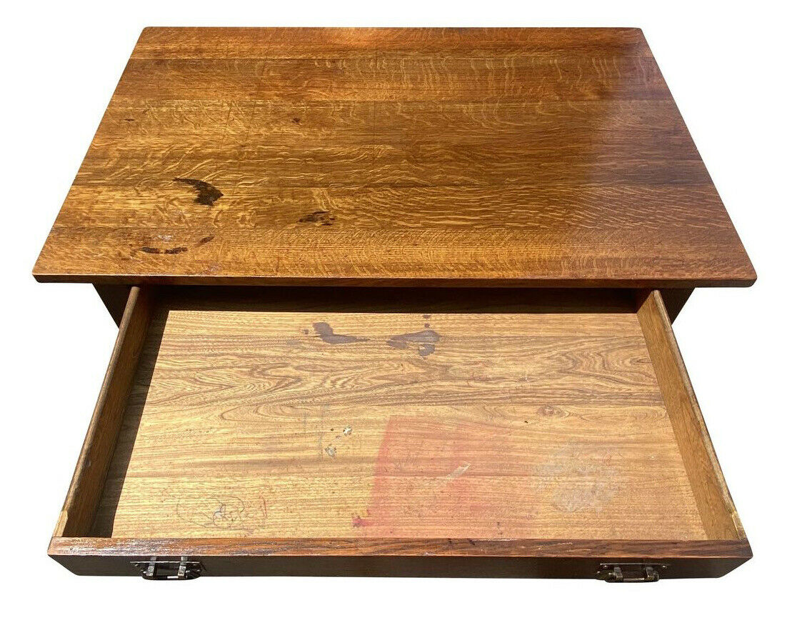20TH C ANTIQUE TIGER OAK L & JG STICKLEY DESK MODEL #529 ~ 42" x 28"