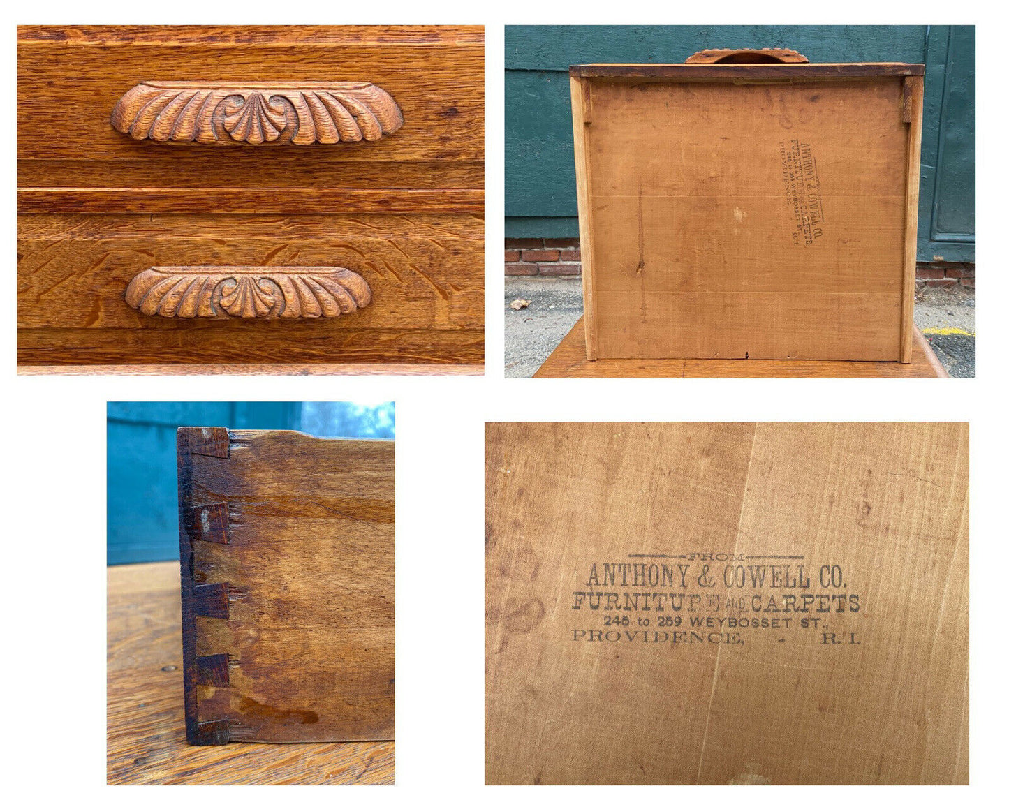 19th C Antique Victorian Tiger Oak File Cabinet ~ Anthony & Cowell Co Providence