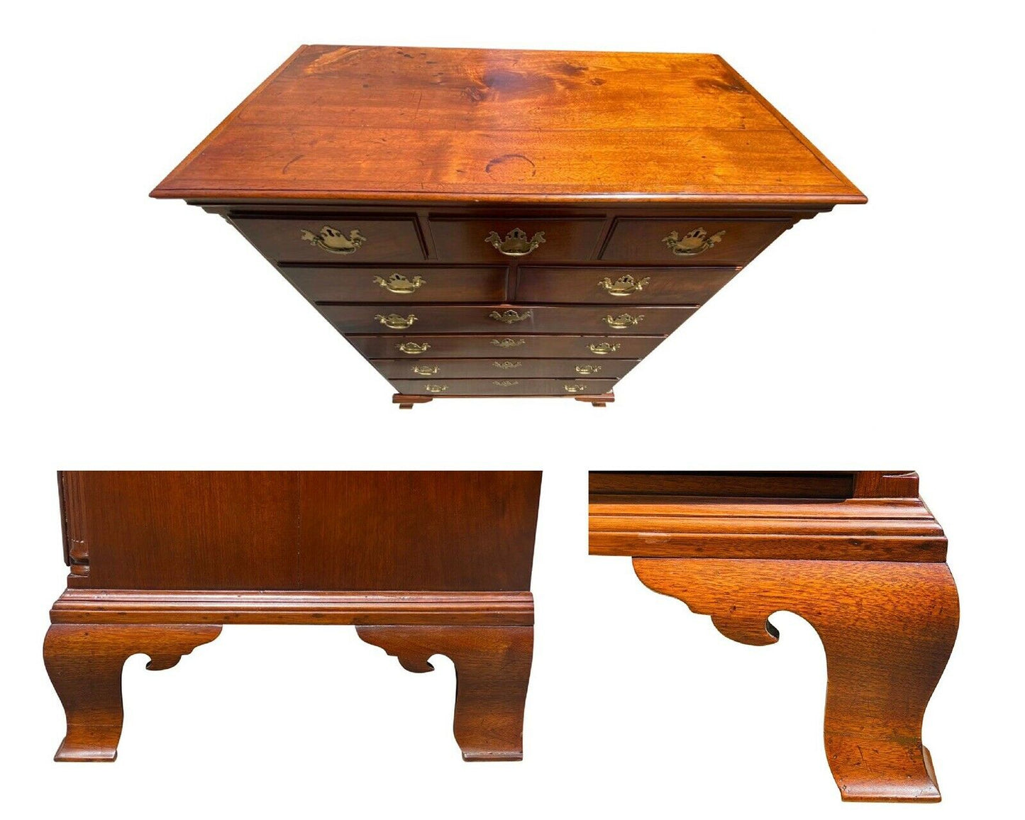 18TH C ANTIQUE CHIPPENDALE PENNSYLVANIA WALNUT TALL CHEST / DRESSER ~ YORK PA
