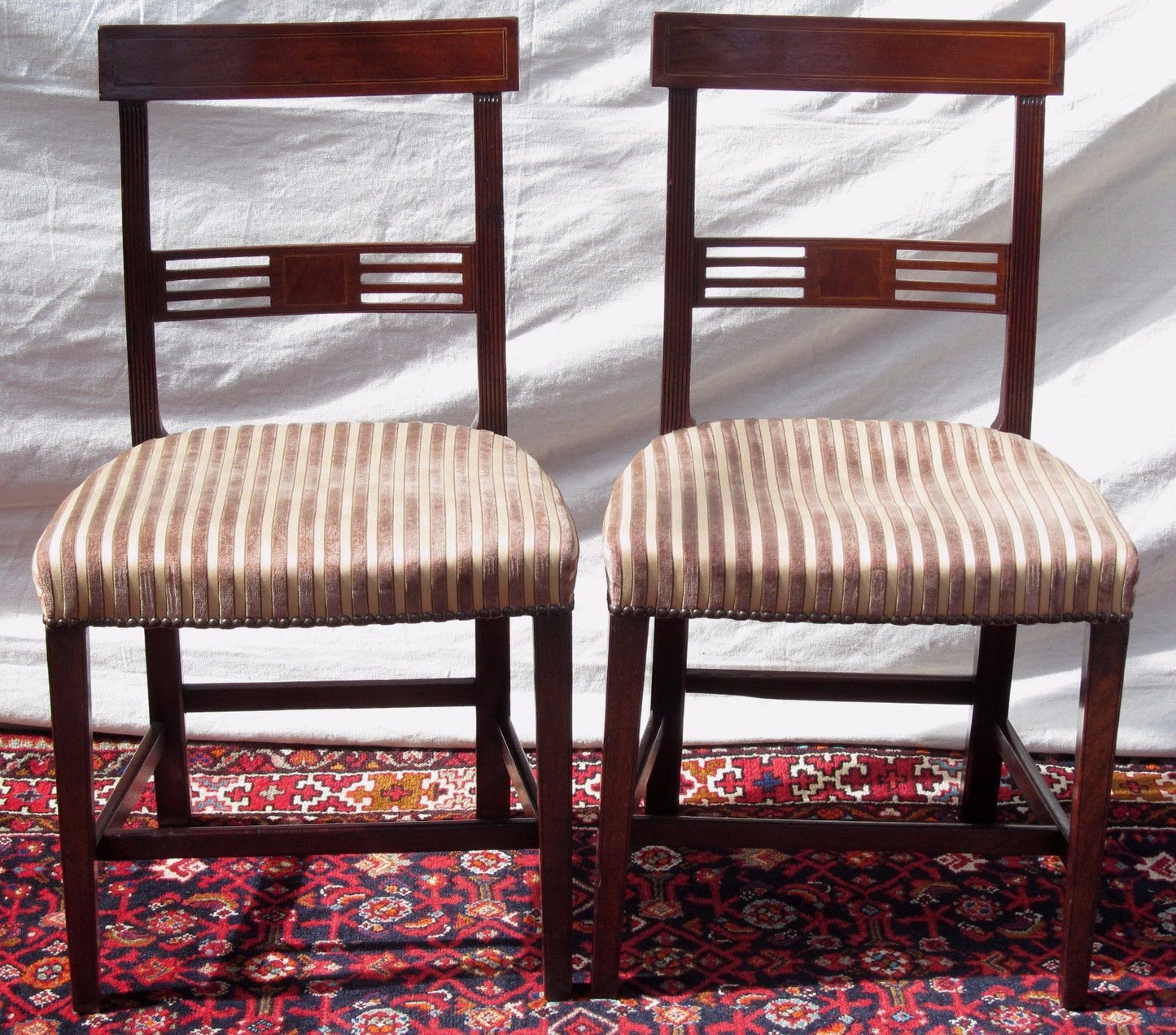 18TH CENTURY REGENCY MAHOGANY INLAID SIDE CHAIRS