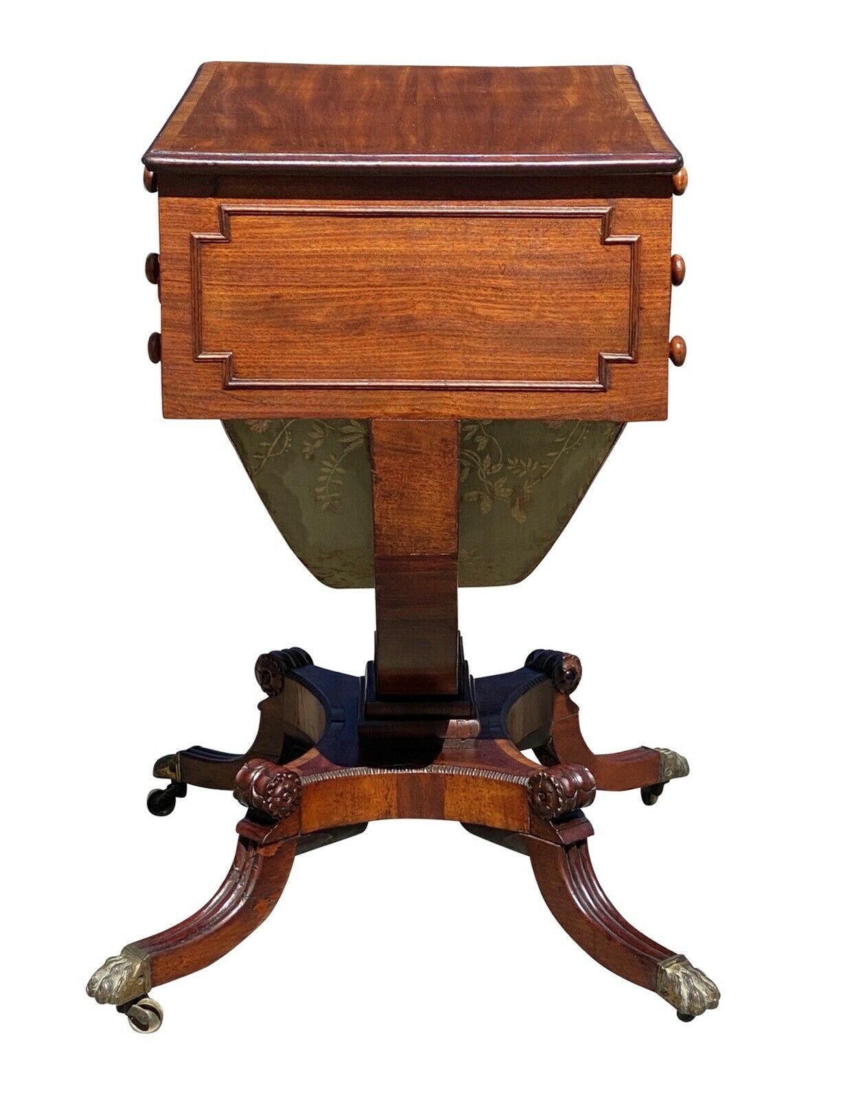 19th C Antique Federal New York Duncan Phyfe Mahogany Sewing Stand / Work Table
