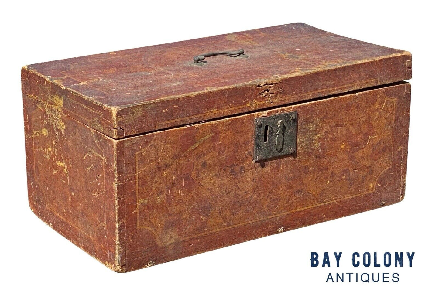 Antique Painted Document Box - Faux Tortoise Shell Decoration