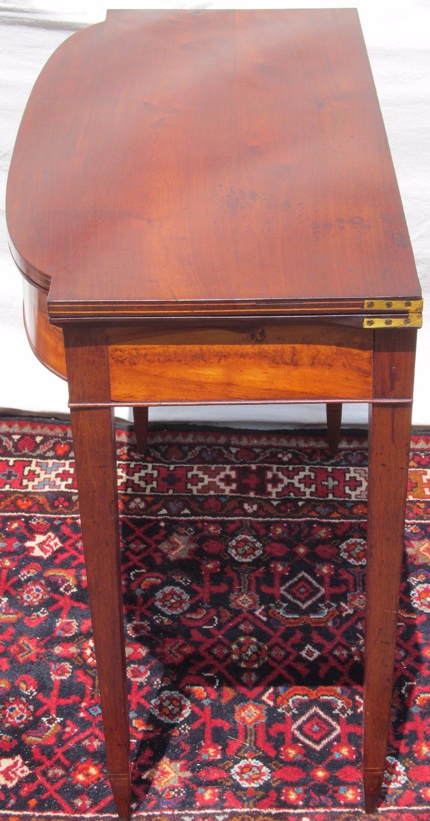 18TH CENTURY FEDERAL PORTSMOUTH NH  DUNLAP GAME TABLE-TIGER MAPLE & FLAME BIRCH