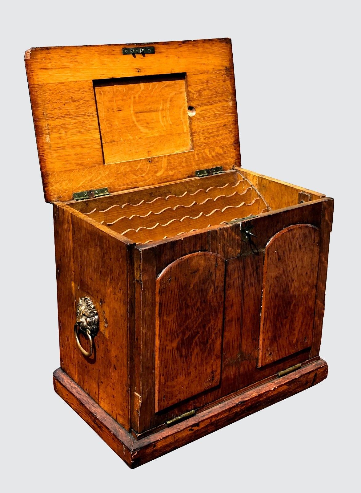 19TH C. ENGLISH TIGER OAK VICTORIAN DESK TOP LETTER / DOCUMENT BOX