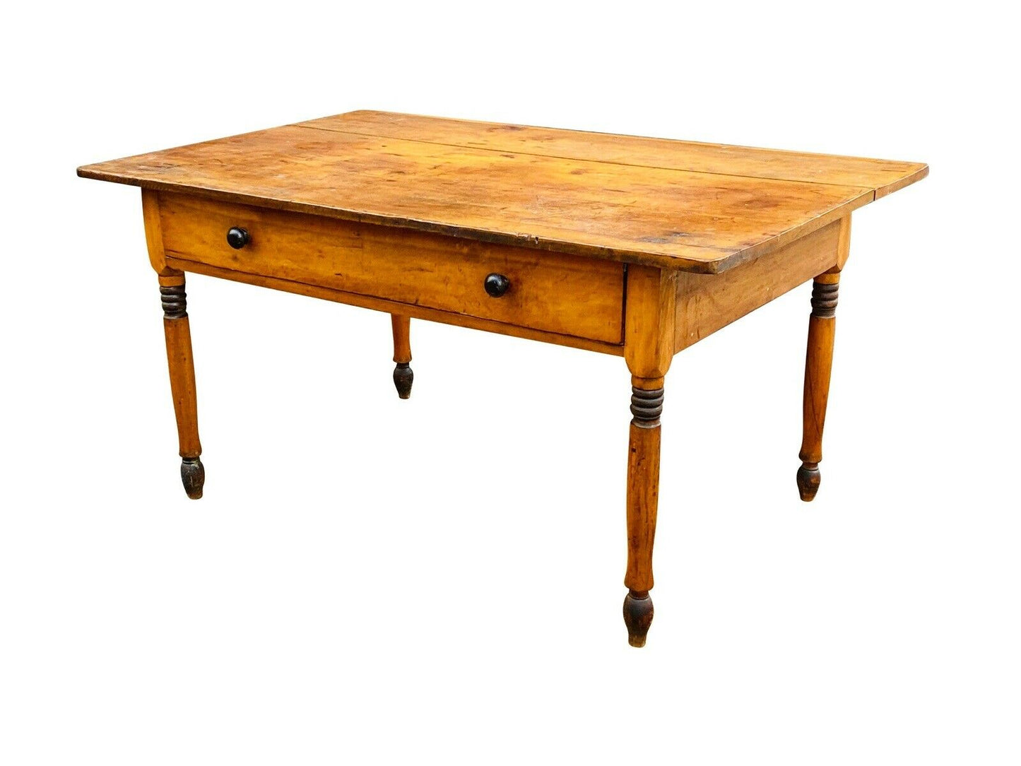 19TH C ANTIQUE COUNTRY PRIMITIVE NEW ENGLAND SCRUBBED PINE TAVERN TABLE ~ 5 FEET