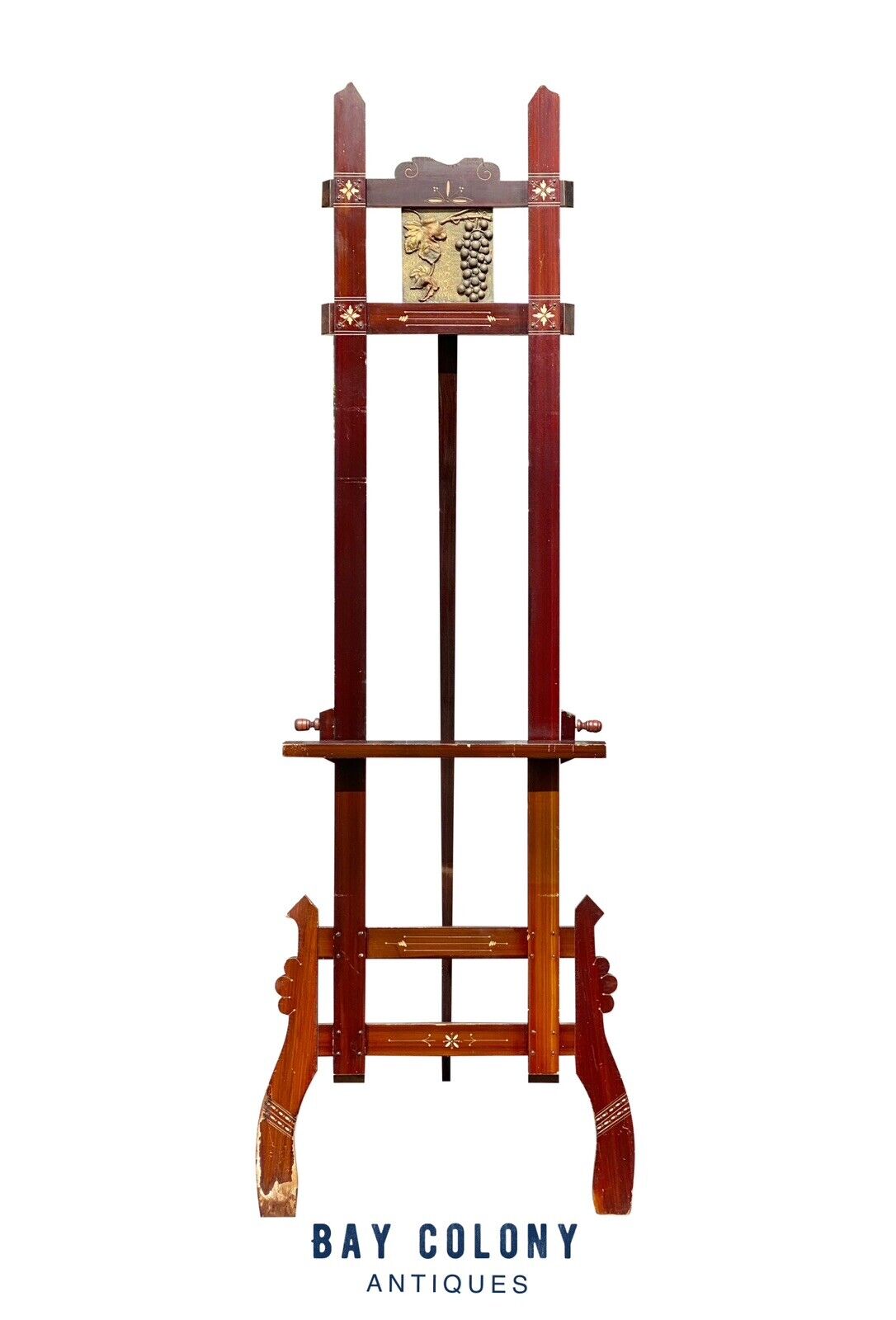 Antique Art Nouveau Fine Art Display Easel in Faux Mahogany Grain Painted Finish