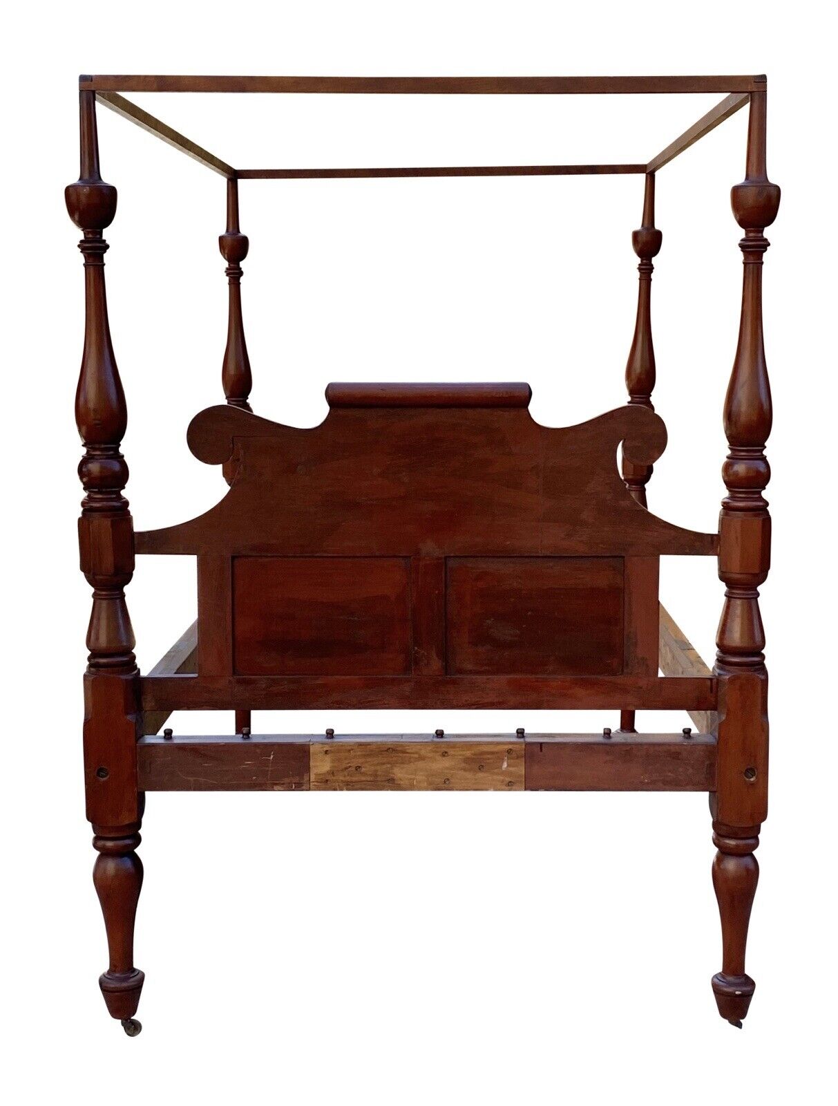 19th C Antique Country Sheraton Cherry Four Post Tester Bed / Canopy Bed